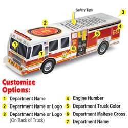 Custom Paper Fire Engine Fire Truck, Fire, Truck, Safety, foldable paper truck