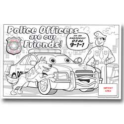 Custom Color-Me Police Poster Police, safety product, educational, custom poster, color-me poster, color-me, imprinted poster, imprinted color-me poster, card stock poster
