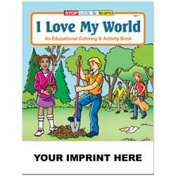 Custom Imprinted Coloring Book - I Love My World 