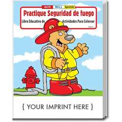 Custom Imprinted Coloring Book - Practice Fire Safety - Spanish Version Children, educational, coloring, activity, book, safety