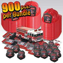 Custom Lieutenant Value Bundle - 900 pcs. fire prevention, fire hats, paper fire trucks, badges, value