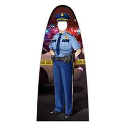 Female Jr. Police Officer Photo Prop 33.5" x 74" police, police officer, cut out, photo prop, male, male police officer, police department, officer, stand up, corrugated plastic, indoor use, outdoor use, custom, imprinted 