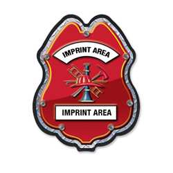 Imprinted Firefighter Scramble Plastic Clip-On Badge 