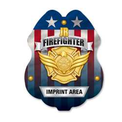 Imprinted Jr. FF Gold Sticker Badge firefighting, fire safety product, fire prevention, plastic fire badge, firefighting badge, junior firefighter badge, custom badge