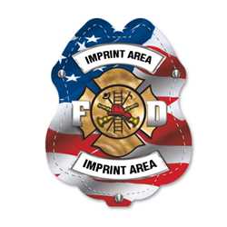 Imprinted Patriotic Sticker Badge firefighting, fire safety product, fire prevention, plastic fire badge, firefighting badge