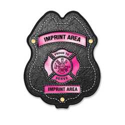 Imprinted Pink Maltese Cross Plastic Clip-On Badge 