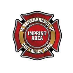 In Remembrance Maltese Cross Wall Cling 36" X 36" firefighting, fire safety product, fire prevention, wall clings, durable, white vinyl, In Remmbrance, Memory of,  imprinted, custom, self-adhesive