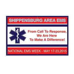 National EMS Week - Custom Banner 38" x 60" firefighting, fire safety product, fire prevention, EMS banner, EMS, custom banner, imprinted, department name, vinyl banner, indoor use, outdoor use, durable