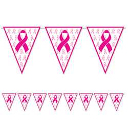 Pink Ribbon Pennant Banner pink ribbon, photo op, pennant banner, health & awareness, 