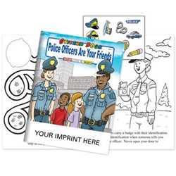 Police Officers Are Your Friends Sticker Book - Imprinted police safety, activity books, coloring books, sticker books, custom sticker books, imprinted coloring book, promotional police coloring books