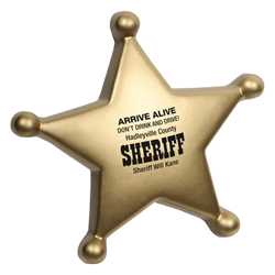 Sheriff Badge Stress Reliever  Police, safety product, educational, stress reliever, sheriff stress reliever, imprinted, imprinted badge