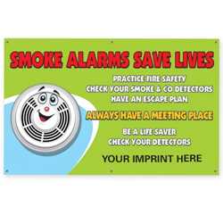 Smoke Alarms Save Lives- Custom Banner 38" x 60"    firefighting, fire safety product, fire prevention, vinyl banner, indoor use, outdoor use, banner, imprinted, custom, department name 