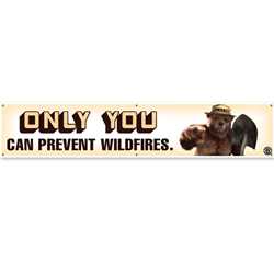 Smokey Bear Vinyl Banner  - 12" x 60"  firefighting, fire safety product, fire prevention, smokey, smokey bear, vinyl banner, vinyl, smokey banner, indoor use, outdoor use, durable, visible, stock