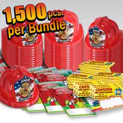 Stock Jr Firefighter Value Bundle - 1500 pcs.  fire prevention, fire hats, coloring books, crayons, value