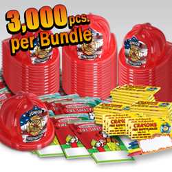 Stock Jr Firefighter Value Bundle - 3000 pcs. fire prevention, fire hats, coloring books, crayons, value