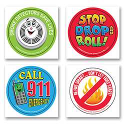 Fire Safety Fun Stickers - Safety Messages firefighting, fire safety product, fire prevention, fire safety stickers, fire prevention stickers, safety message stickers