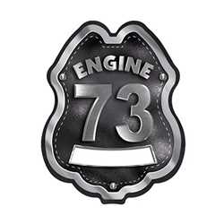 Imprinted Black&Silver Engine Number/Text Plastic Clip-On Badge firefighting, fire safety product, fire prevention, plastic fire badge, firefighting badge, custom badge, custom firefighter badge, engine number badge