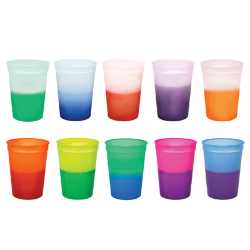 12 oz. Mood Stadium Cup mood stadium cup, color changing cup, BPA free stadium cup, Made in USA promo cup, fire safety giveaways, reusable promo cup, dishwasher safe cup, community event handouts