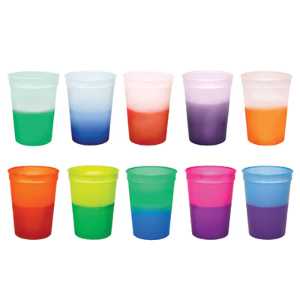 12 oz. Mood Stadium Cup mood stadium cup, color changing cup, BPA free stadium cup, Made in USA promo cup, fire safety giveaways, reusable promo cup, dishwasher safe cup, community event handouts