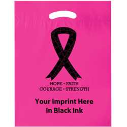 12" x 15" Plastic Bag - Breast Cancer Ribbon  Breast cancer, pink ribbon, breast cancer ribbon. cancer survivor, grab bag, plastic bag
