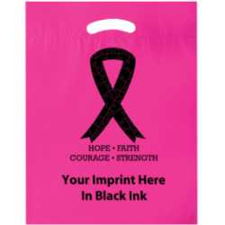 12" x 15" Plastic Bag - Breast Cancer Ribbon  Breast cancer, pink ribbon, breast cancer ribbon. cancer survivor, grab bag, plastic bag