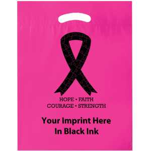 12" x 15" Plastic Bag - Breast Cancer Ribbon  Breast cancer, pink ribbon, breast cancer ribbon. cancer survivor, grab bag, plastic bag