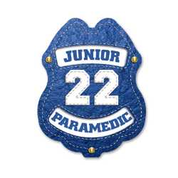 22 Paramedic Blue Sticker Badge paramedic sticker badge, blue EMS badge, 22-point badge, EMS kids giveaway, fire department promotional items, police community outreach, emergency preparedness badge, sticker badge for children, public education materials