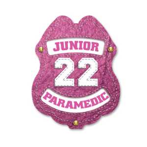 22 Paramedic Pink Sticker Badge paramedic sticker badge, pink EMS badge, EMS kids giveaway, fire department promotional items, police community outreach, emergency preparedness badge, sticker badge for children, public education materials