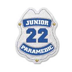 22 Paramedic White Sticker Badge paramedic sticker badge, white EMS badge, 22-point badge, EMS kids giveaway, fire department promotional items, police community outreach, emergency preparedness badge, sticker badge for children, public education materials