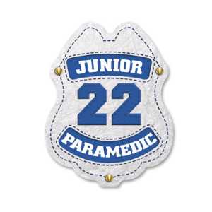 22 Paramedic White Sticker Badge paramedic sticker badge, white EMS badge, 22-point badge, EMS kids giveaway, fire department promotional items, police community outreach, emergency preparedness badge, sticker badge for children, public education materials