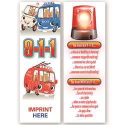 9-1-1 Bookmark firefighting, fire safety product, 911, fire prevention, bookmark, fire safety, emergencies, emergency