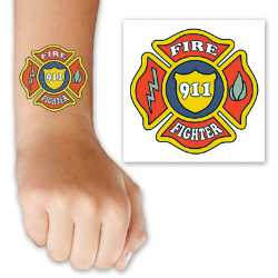 911 FF Maltese Cross Tattoo 911 maltese cross tattoo, firefighter kids tattoo, fire safety temporary tattoo, fire department children’s giveaways, EMS outreach items, police department community handouts, kids fire safety materials, first responder promotional items
