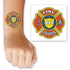 911 FF Maltese Cross Tattoo 911 maltese cross tattoo, firefighter kids tattoo, fire safety temporary tattoo, fire department children’s giveaways, EMS outreach items, police department community handouts, kids fire safety materials, first responder promotional items
