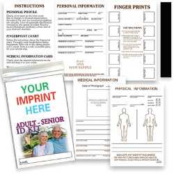 Adult-Senior ID Kits adult ID kit, senior ID kit, emergency preparedness kit, fire department safety giveaways, EMS outreach supplies, police department community handouts, medical information kit, family safety planning, community safety materials
