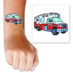 Ambulance Tattoo ambulance tattoo, EMS kids tattoo, emergency vehicle temporary tattoo, fire department children’s giveaways, EMS outreach items, police department community handouts, kids safety materials, first responder promotional items