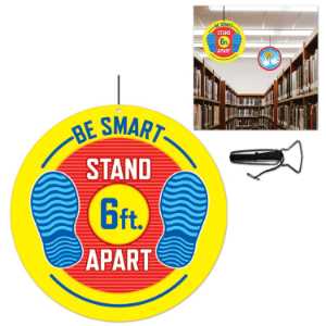 Be Smart Cardboard Ceiling Signs Stand 6' Apart, Covid-19, colds, be smart