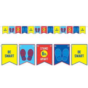 Be Smart Stand 6' Apart String Streamer Stand 6' Apeart, Covid-19, colds, be smart