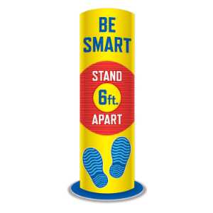 Be Smart Stand 6 Ft. Apart Floor Totem Social distancing, 6 feet apart, practice social distancing. 6' apart, floor totem display