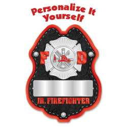Black & Red w/Your Name" Sticker Badge 