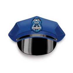 Blue Jr PO Shield w/ Silver Eagle Paper Police Hat police, educational, police hat, paper hat, kids hat, police department, police officer