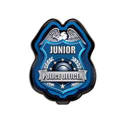 Blue/Silver Jr. Police Officer Badge Police, safety product, educational, plastic police badge, police officer badge, stock badge, stock police badge