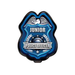 Blue/Silver Jr. Police Officer Badge Police, safety product, educational, plastic police badge, police officer badge, stock badge, stock police badge, Blue Silver Jr Police Officer Badge, SS66785P10, kids police badge, junior police officer badge, clip on badge for kids, police educational giveaways, community event badges, school safety program supplies, police outreach items, youth police badge, law enforcement promotional products, bulk kids badges