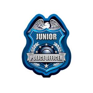 Blue/Silver Jr. Police Officer Sticker Badge Police, safety product, educational, sticker police badge, police officer badge, stock badge, stock police badge, stock sticker badge, stock
