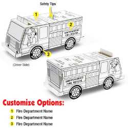 Color-Me Paper Fire Truck Fire Truck, Fire, Truck, Safety, color me fire truck, kids fire safety craft, fire department giveaways, police community outreach items, EMS promotional products, color and build fire truck, children’s safety handouts