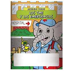 Stock Coloring Book - Learn About EMTs and Emergencies - Spanish Version firefighting, fire safety product, fire prevention product, firefighting coloring book, firefighting activity book, fire safety coloring book, fire safety activity book, fire prevention coloring book, fire prevention activity book