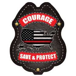 Courage & Honor Sticker Badge courage and honor sticker badge, firefighter sticker for kids, fire department children’s giveaways, EMS outreach items, police department community handouts, safety event stickers, first responder promotional items