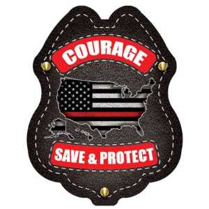 Courage & Honor Sticker Badge courage and honor sticker badge, firefighter sticker for kids, fire department children’s giveaways, EMS outreach items, police department community handouts, safety event stickers, first responder promotional items