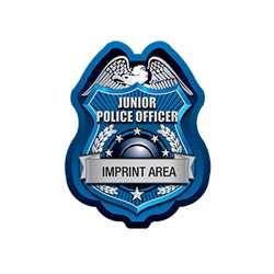 Custom Blue/Silver Jr. Police Officer Sticker Badge Police, safety product, educational, sticker police badge, police officer badge, imprint badge, imprinted police badge, imprinted sticker badge, sticker