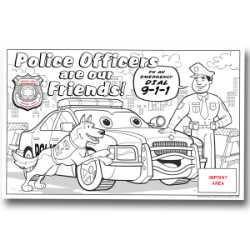 Custom Color-Me Police Poster Police, safety product, educational, custom poster, color-me poster, color-me, imprinted poster, imprinted color-me poster, card stock poster, custom color me police poster, police safety posters for kids, National Night Out giveaways, community policing promotional items, police department outreach tools, kids safety education posters, law enforcement giveaways, 911 awareness activities, police coloring poster, community event handouts