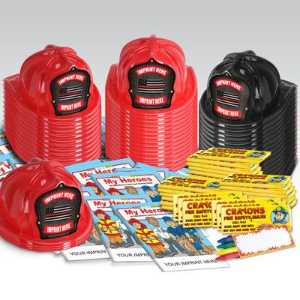 Custom Firefighter Honor Value Bundle - 1500 pcs. fire prevention, fire hats, coloring books, crayons, value, thin red line, state